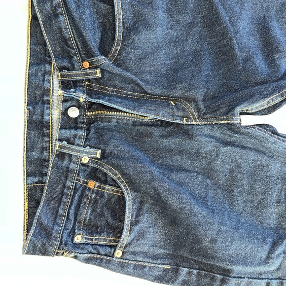 Levi's 505 Mens Original Regular Fit Jeans Straight Leg Dark Wash 32x34 - Picture 9 of 13